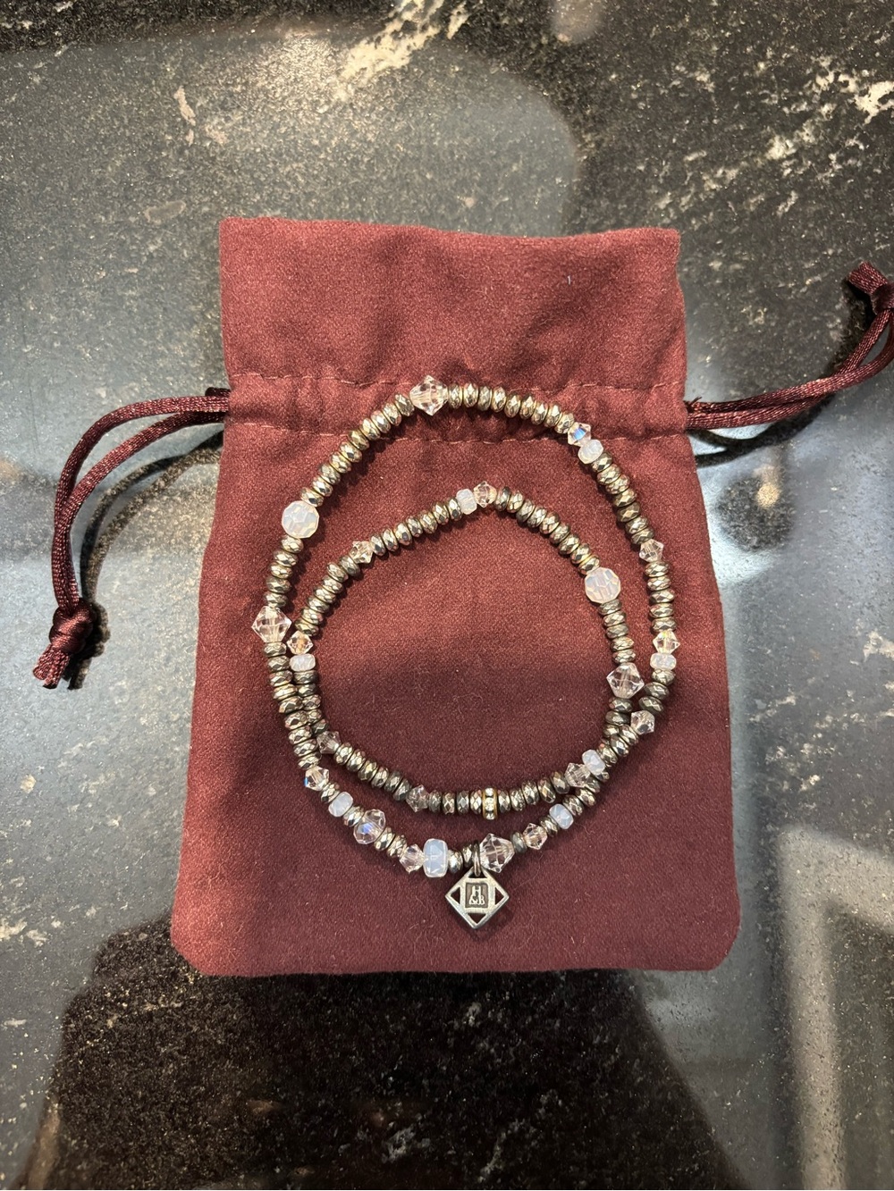 Silver Wrap Bracelet with Crystal Accents